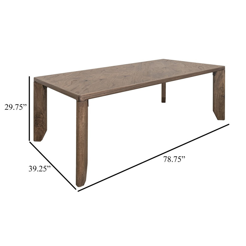 Tacey Dining Table | Rustic Peanut Brown Mango Wood Rectangular 79’’ BM334272