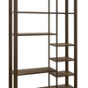 Loe Bookcase | 7 Shelves | Industrial Brown Wood Shelves | Metal 45’’ BM334277