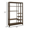 Loe Bookcase | 7 Shelves | Industrial Brown Wood Shelves | Metal 45’’ BM334277