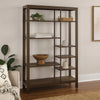 Loe Bookcase | 7 Shelves | Industrial Brown Wood Shelves | Metal 45"