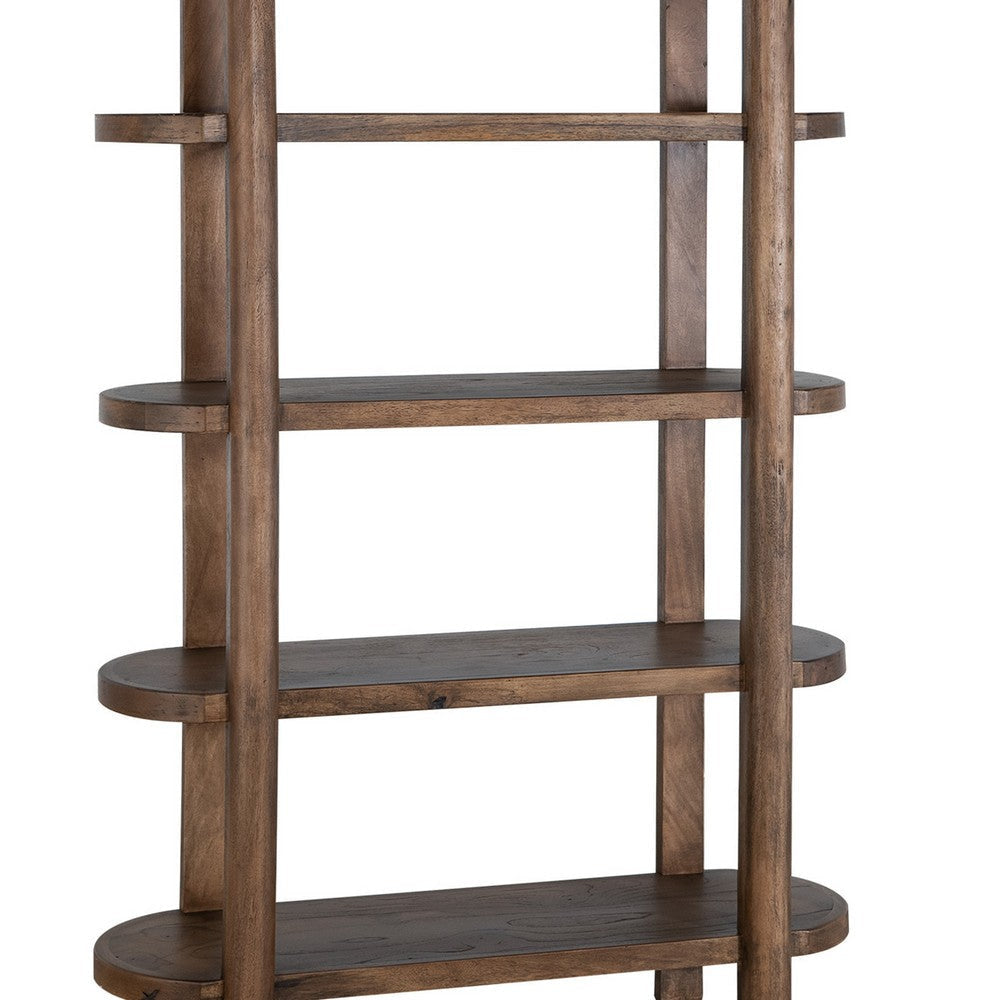 Eray Bookcase | 4 Shelves | Almond Barrel Brown Mango Wood | 71’’