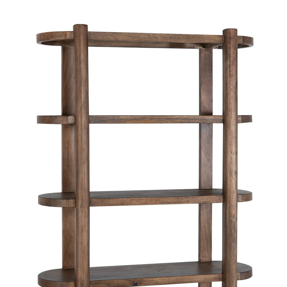 Eray Bookcase | 4 Shelves | Almond Barrel Brown Mango Wood | 71’’