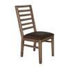 Eray Dining Chair Set of 2, Black Polyester, Almond, Barrel Brown Wood