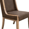 Eray Dining Chair Set of 2 Light Brown Melina Wood Dark Polyester BM334285