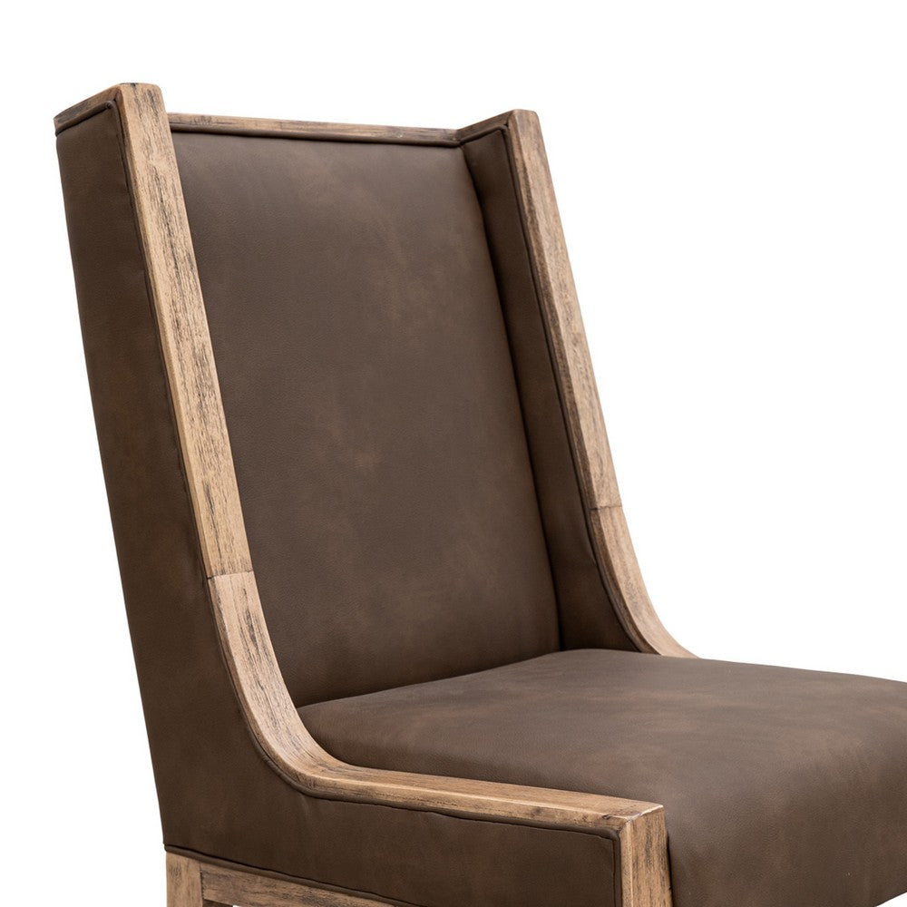 Eray Dining Chair Set of 2 Light Brown Melina Wood Dark Polyester BM334285