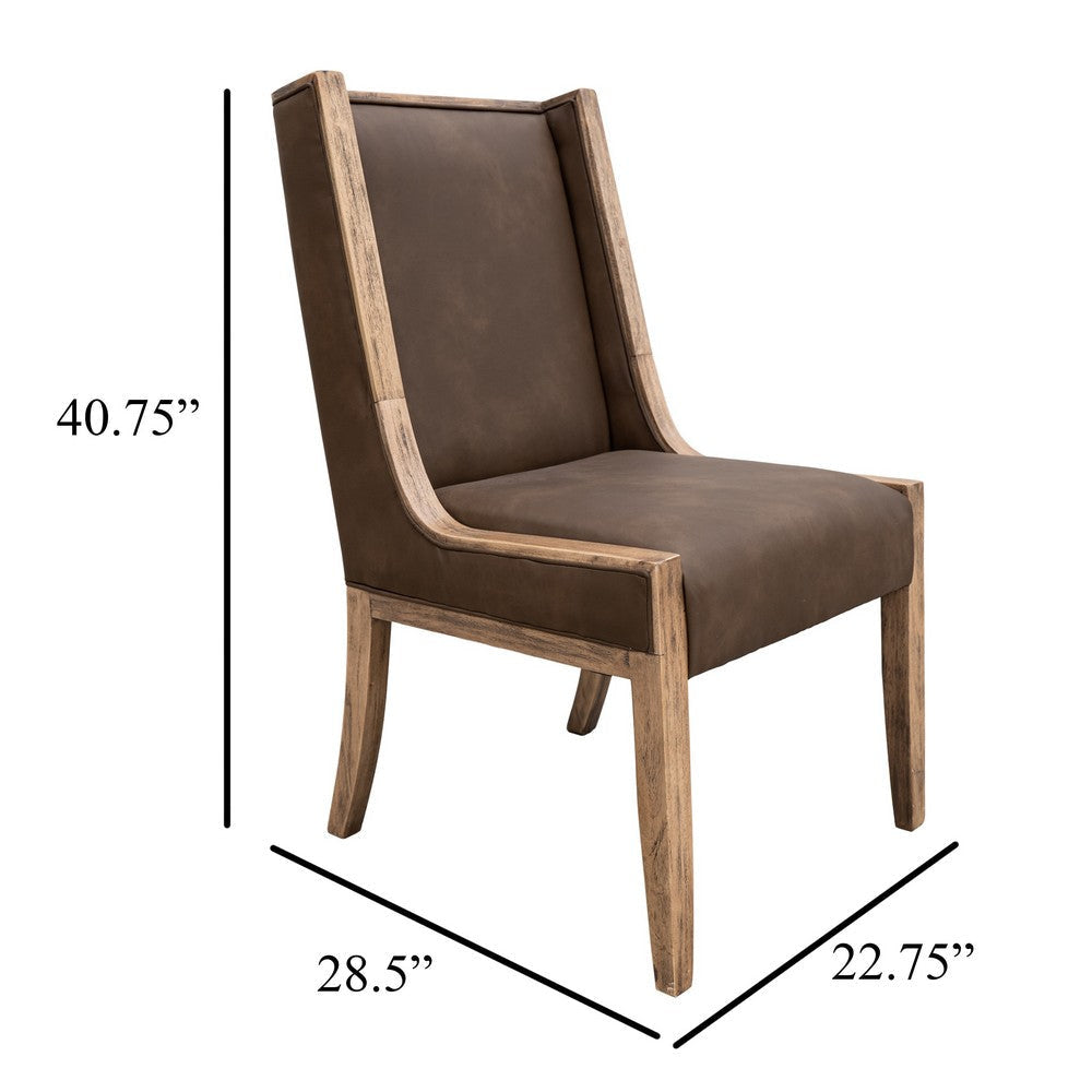 Eray Dining Chair Set of 2 Light Brown Melina Wood Dark Polyester BM334285