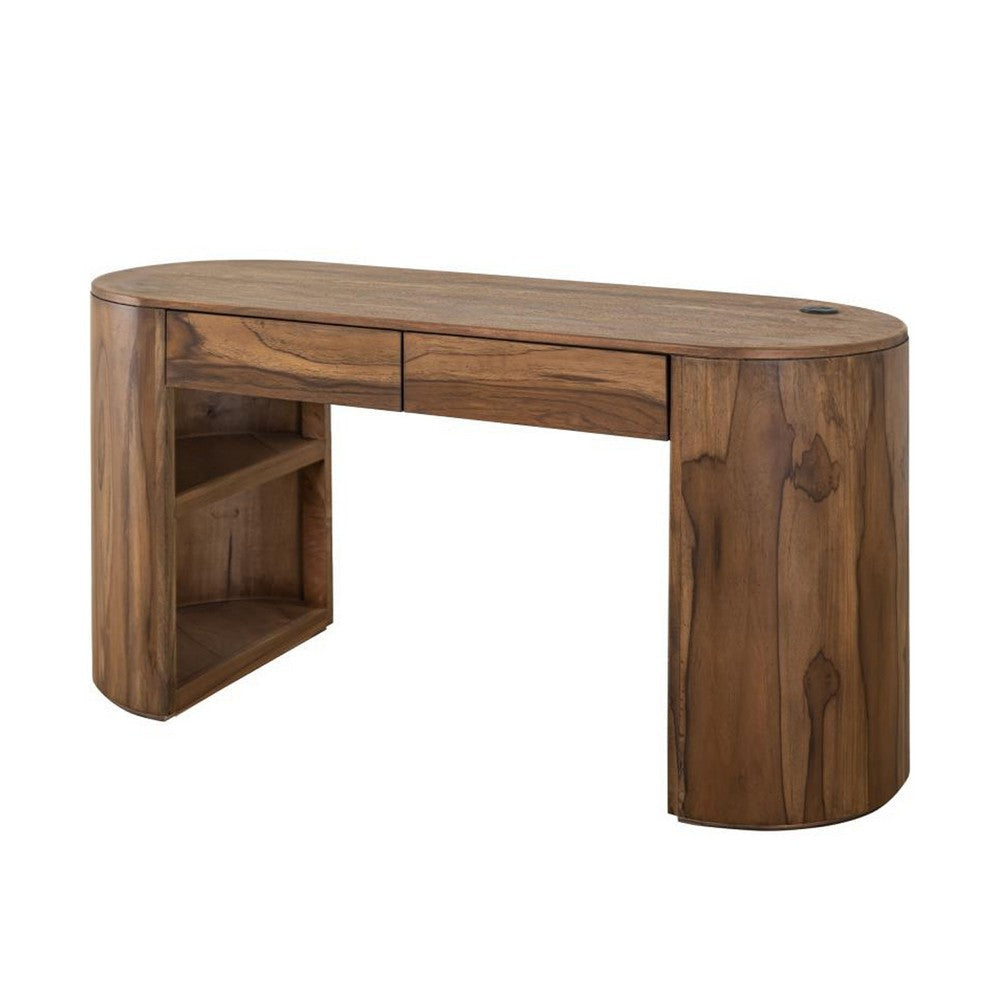 Eray Office Desk | 2 Drawers | Almond Barrel Brown Mango Wood | 60’’