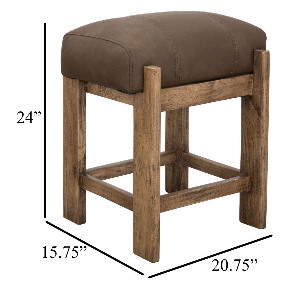 Eray Counter Stool | Almond Barrel Brown | Rustic Dark Faux Leather BM334290