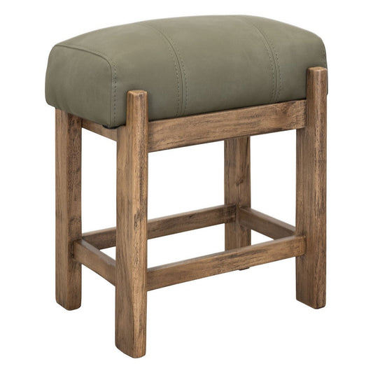 Eray Counter Stool | Almond | Barrel Brown | Olive Green Faux Leather