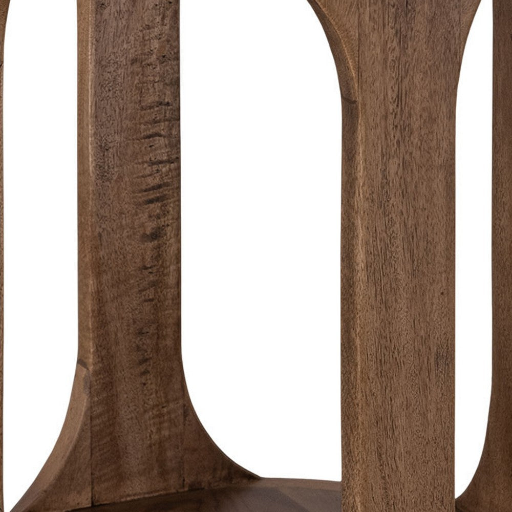 Eray Chairside Table | Shelf | Almond Barrel Brown Mango Wood | 18’’ BM334294