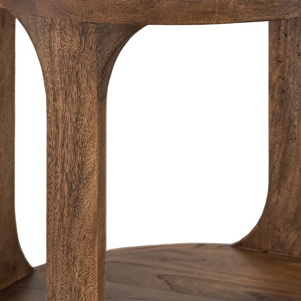 Eray Side End Table | 1 Shelf | Almond Barrel Brown Mango Wood | 26’’ BM334295
