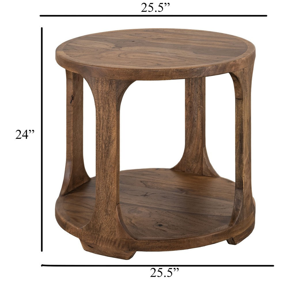 Eray Side End Table | 1 Shelf | Almond Barrel Brown Mango Wood | 26’’ BM334295