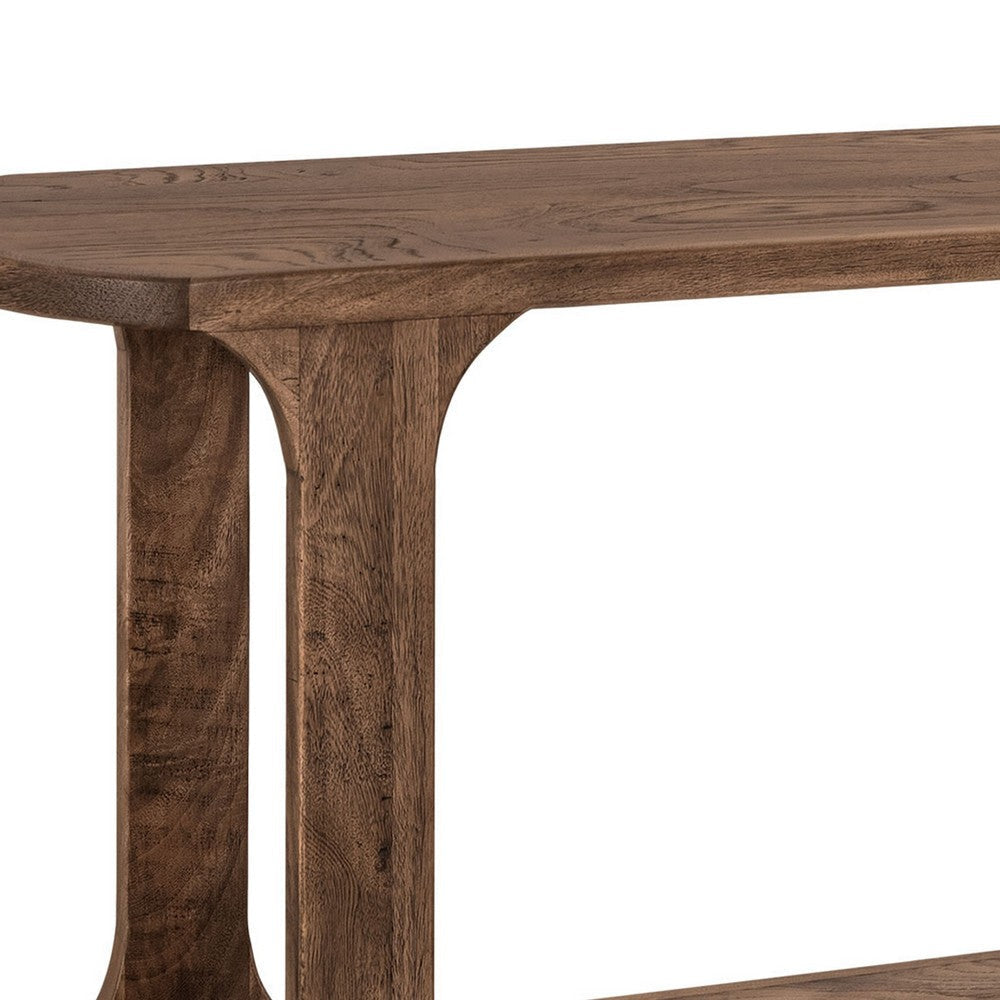 Eray Sofa Console Table | 1 Shelf | Almond Barrel Brown Wood | 59’’ BM334296