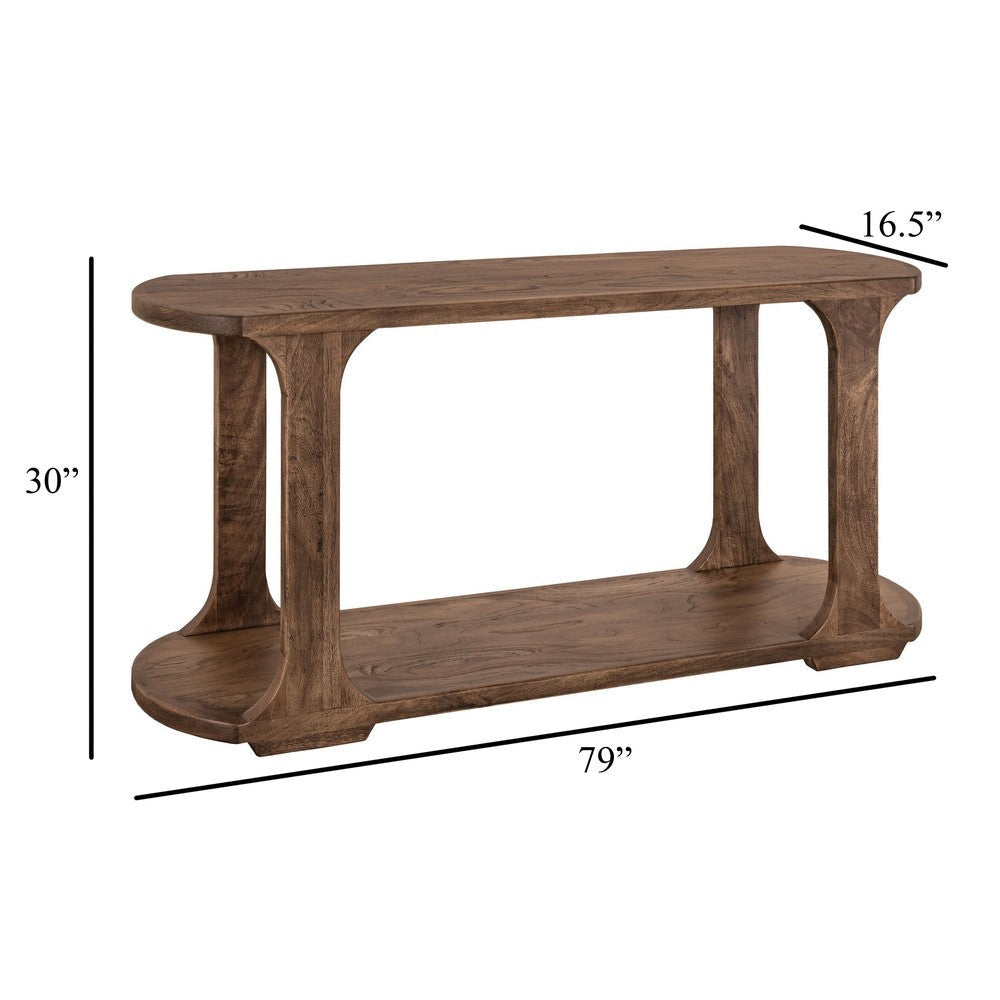 Eray Sofa Console Table | 1 Shelf | Almond Barrel Brown Wood | 59’’ BM334296