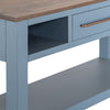 Irra Sofa Console Table | 3 Shelves | Slate Blue | Brown Wood | 62’’ BM334298