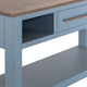 Irra Sofa Console Table | 3 Shelves | Slate Blue | Brown Wood | 62’’ BM334298