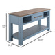 Irra Sofa Console Table | 3 Shelves | Slate Blue | Brown Wood | 62’’ BM334298