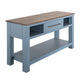 Irra Sofa Console Table | 3 Shelves | Slate Blue | Brown Wood | 62"