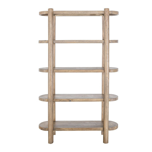 Eray Bookcase, 4 Tier Oval Shelves, Teak, Mango Wood, 71 Inch