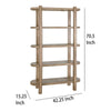 Eray Bookcase 4 Tier Oval Shelves Teak Mango Wood 71 Inch