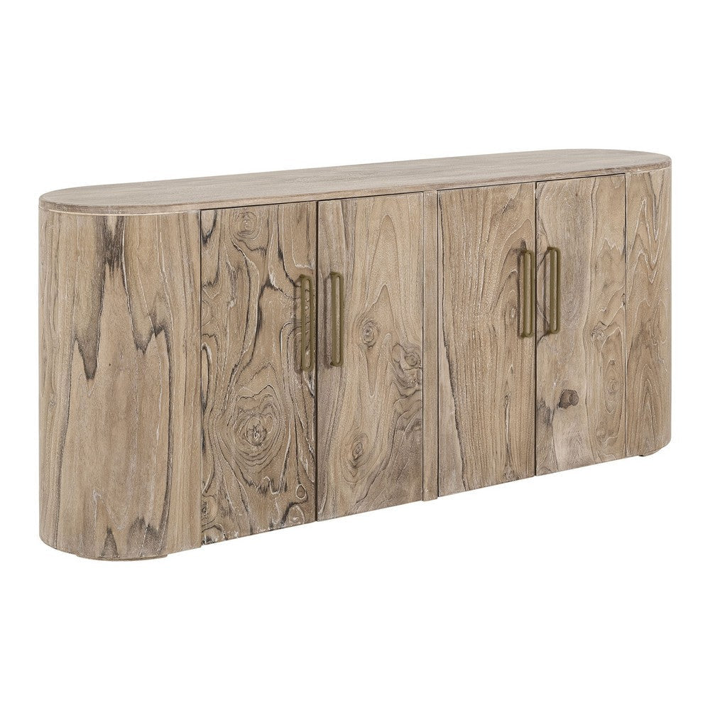 Eray Sideboard Buffet Cabinet | 4 Doors |Light Brown Teak Mango Wood BM334308