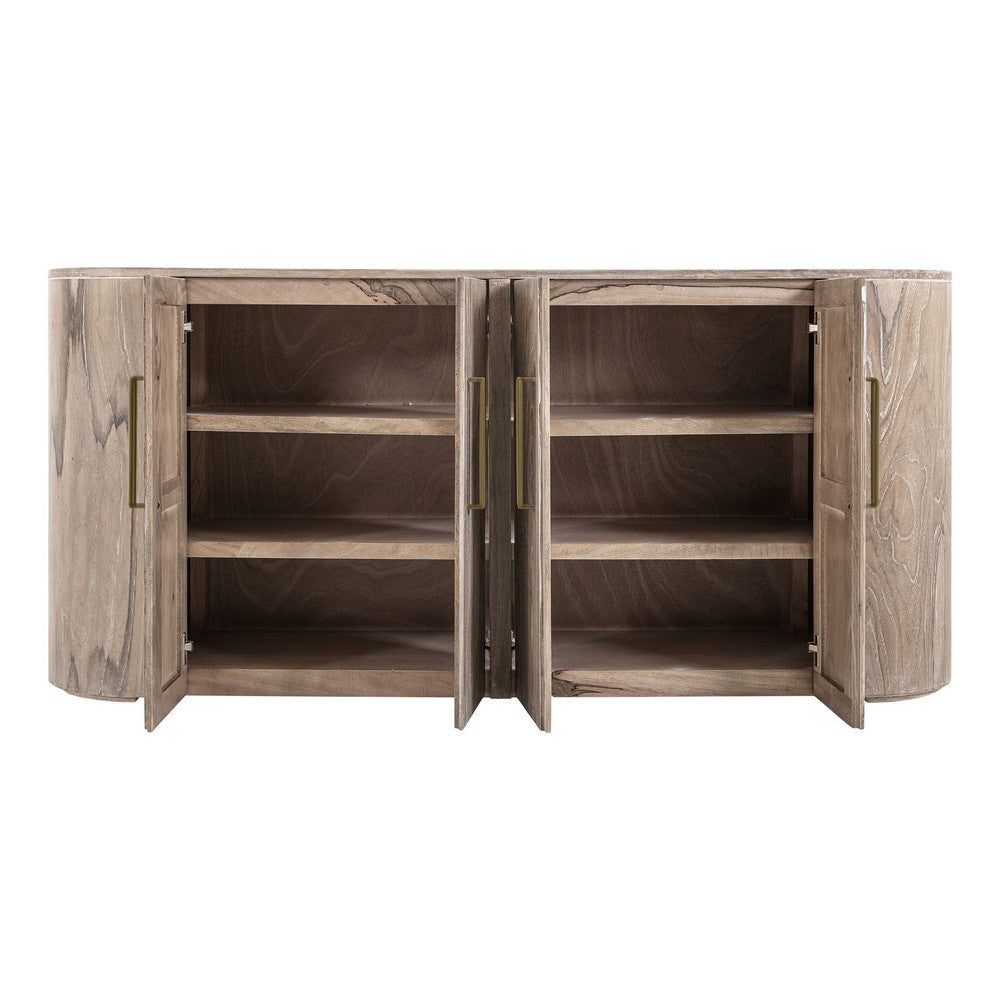 Eray Sideboard Buffet Cabinet | 4 Doors |Light Brown Teak Mango Wood BM334308