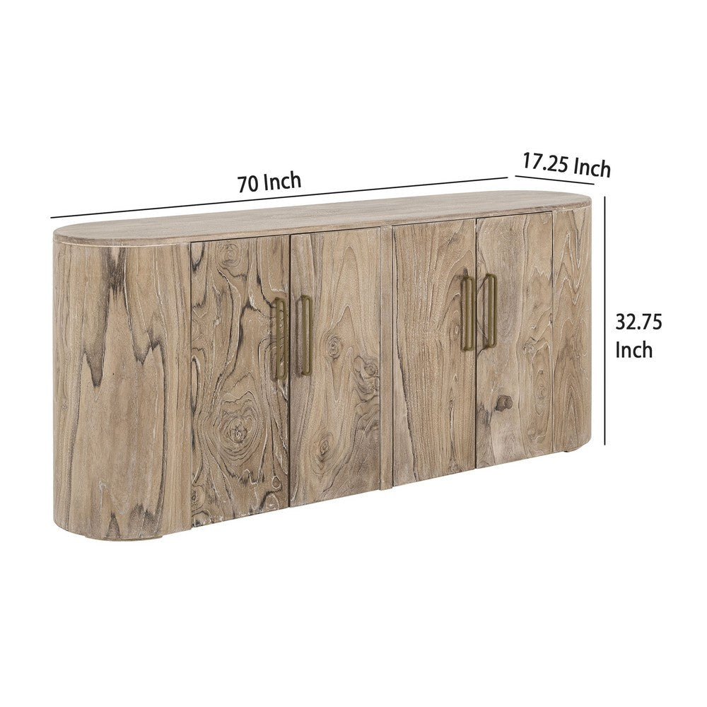 Eray Sideboard Buffet Cabinet | 4 Doors |Light Brown Teak Mango Wood BM334308