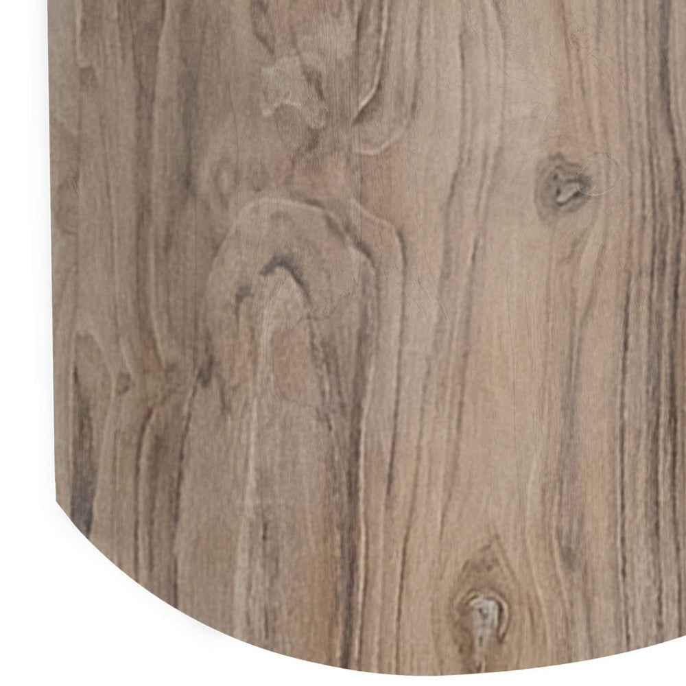 Eray Side End Table | Drum Shape Light Brown Teak Mango Wood 24’’ BM334312