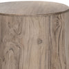Eray Side End Table | Drum Shape Light Brown Teak Mango Wood 24’’ BM334312