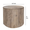 Eray Side End Table | Drum Shape Light Brown Teak Mango Wood 24’’ BM334312