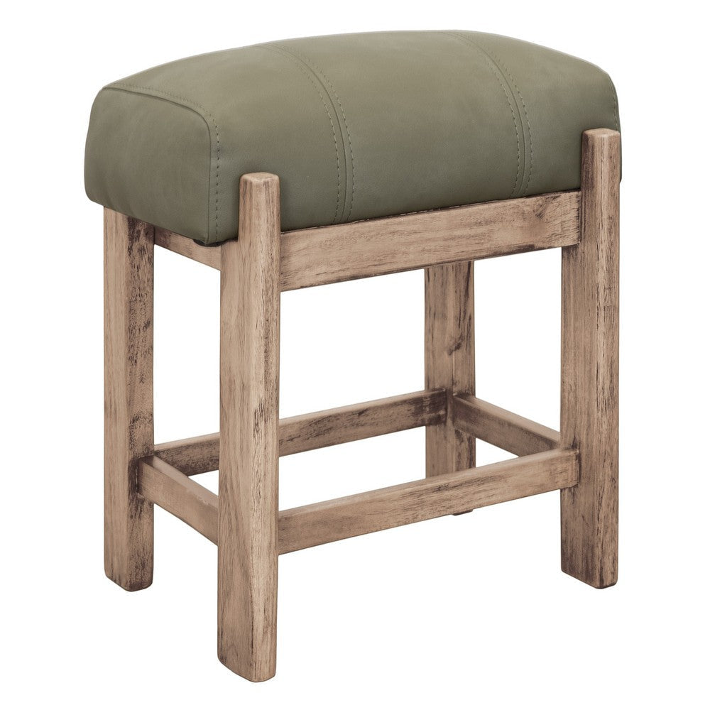 Eray Counter Stool | Olive Green Cushioned Seat | Melina Wood | 24"
