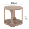 Eray Side End Table Bottom Shelf 26 Inch Round Open Frame Brown Teak BM334321