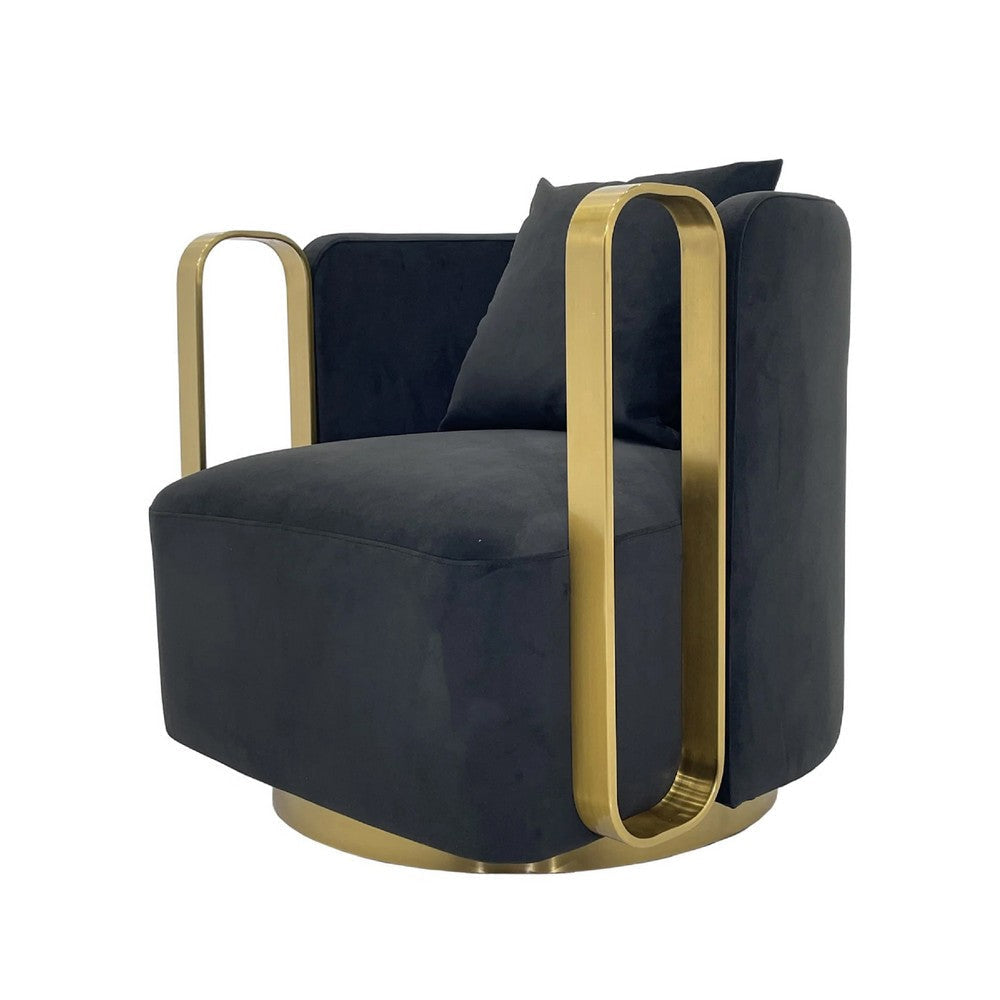 Boko Accent Swivel Club Chair Black Velvet Fabric Matte Gold Metal BM334325
