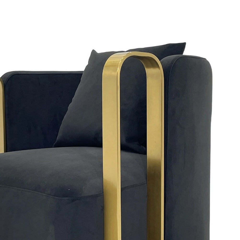 Boko Accent Swivel Club Chair Black Velvet Fabric Matte Gold Metal BM334325