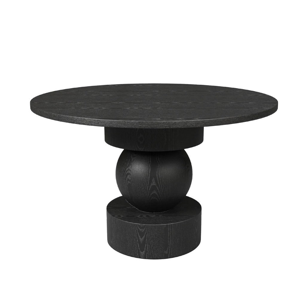 Dining Table | Black Solid Wood | 48" Round Top | Classic Turned Base