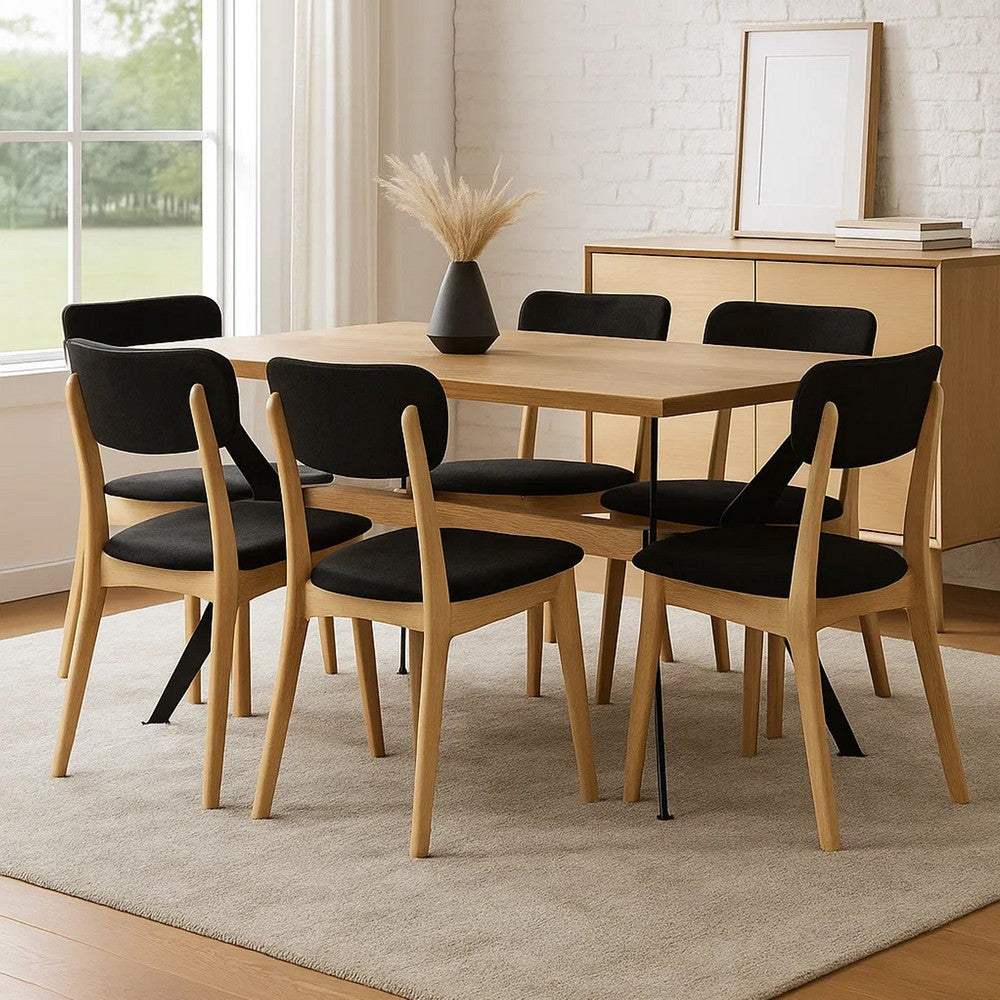Dining Table | 79" | Rectangular Brown Wood Top | Black Metal Legs