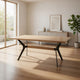 Dining Table | 79" | Rectangular Brown Wood Top | Black Metal Legs