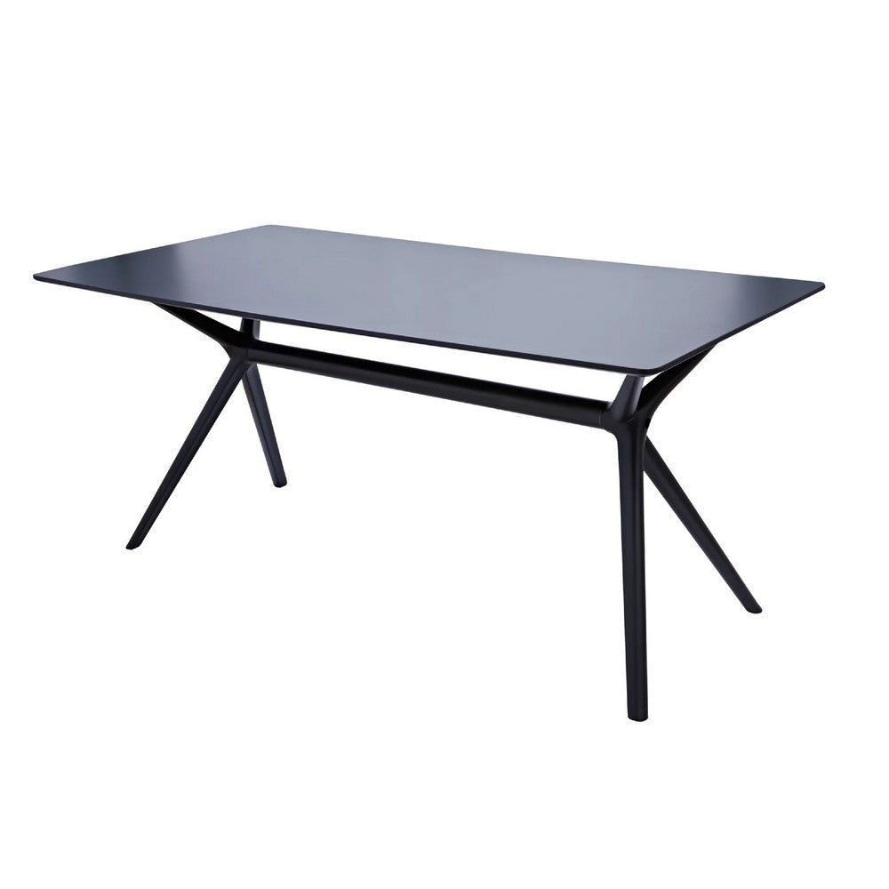 Dining Table | 47’’ | Rectangular Black Wood Top | Angled Tapered Legs BM334329