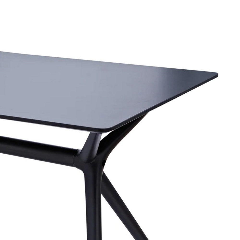 Dining Table | 47’’ | Rectangular Black Wood Top | Angled Tapered Legs BM334329