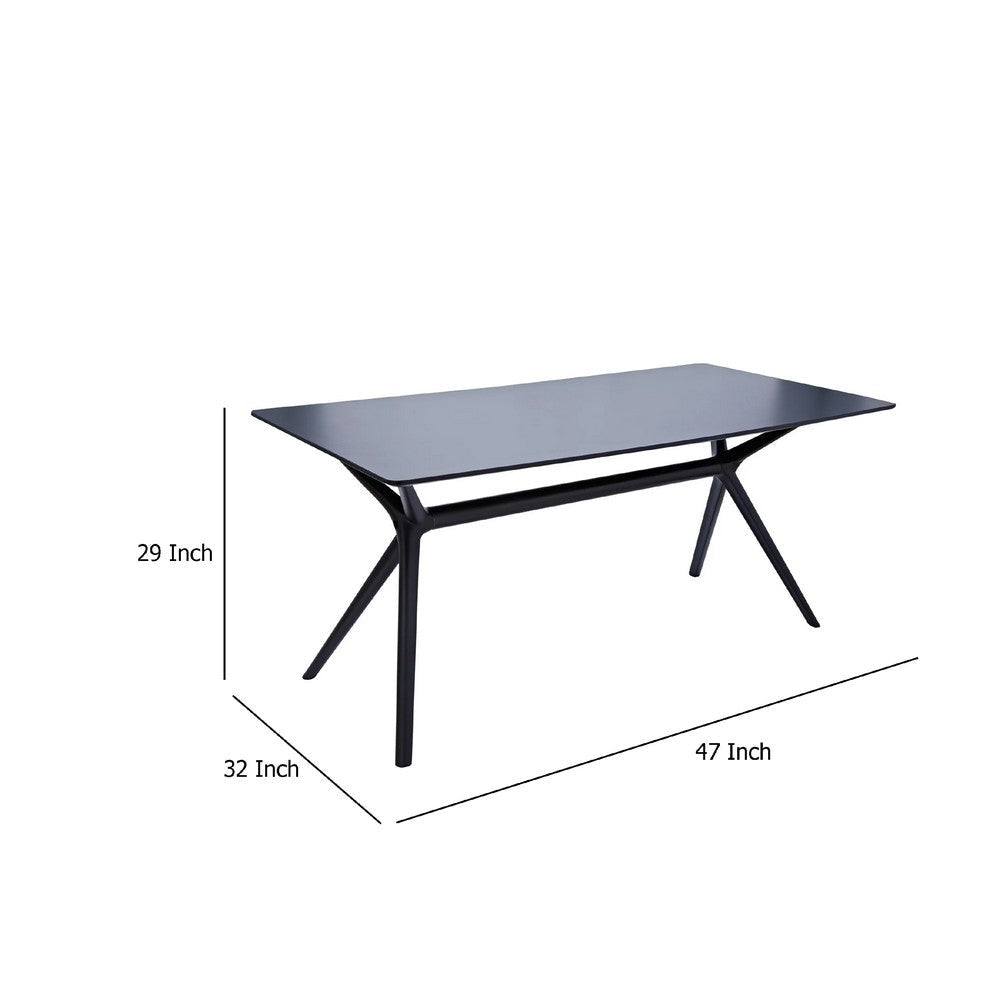 Dining Table | 47’’ | Rectangular Black Wood Top | Angled Tapered Legs BM334329