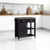 36 Inch Rolling Kitchen Bar Cart Island w Drawers, Shelves, Brown Wood