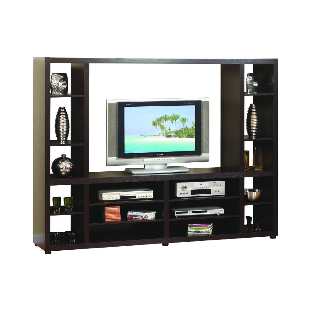 TV Stand Cabinet with Piers for 48 Inch Screen, 10 Shelves, Brown