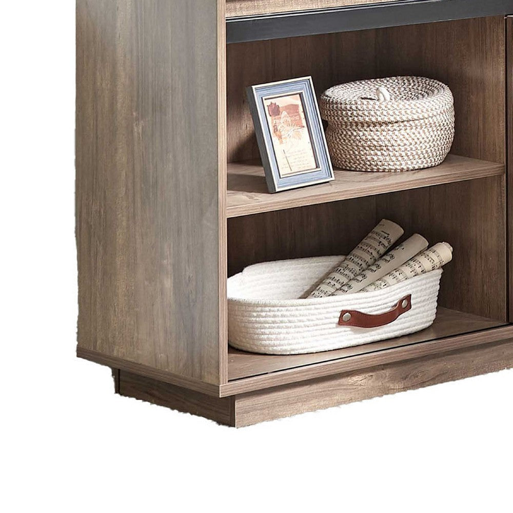 Fior L Shaped Writing Desk | 56’’ | Hazelnut Brown Wood | Barn Door