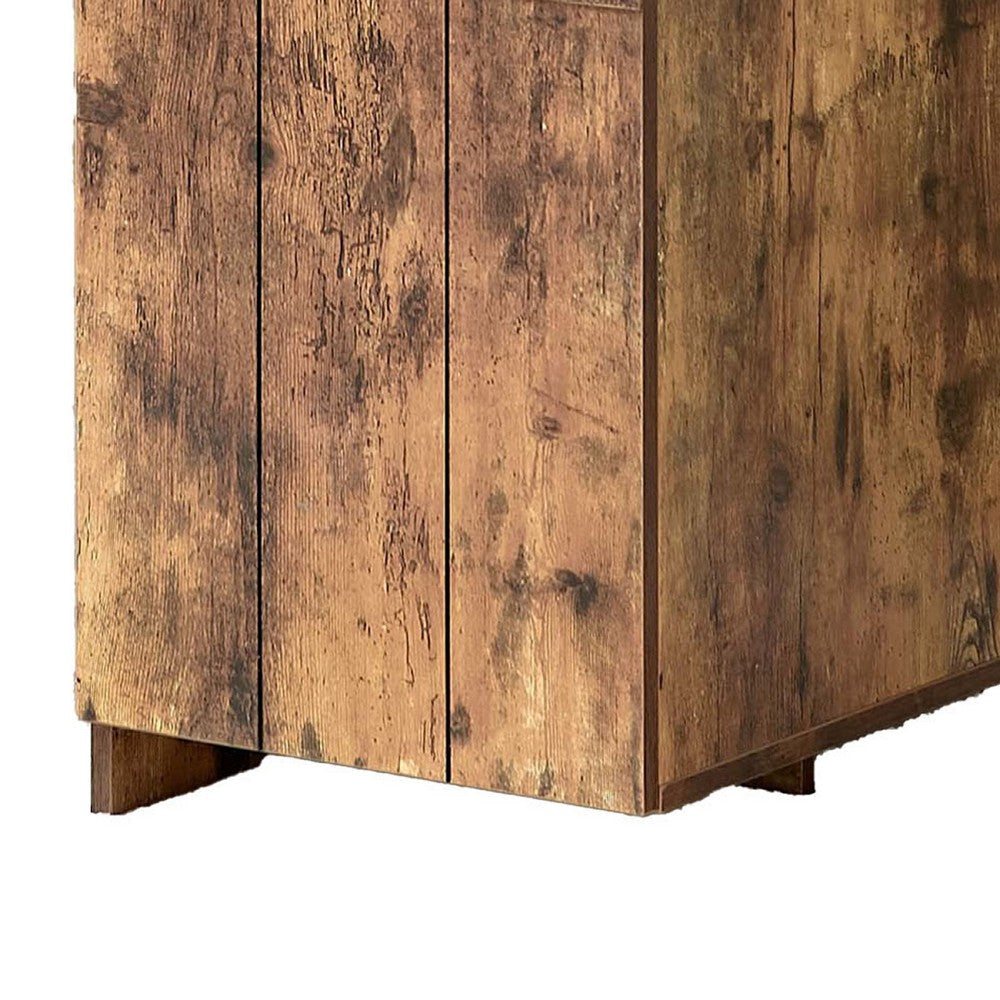 Fior Home Writing Desk | 47’’ | Distressed Brown Wood | Faux Barn Door