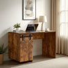 Fior Home Writing Desk | 47" | Distressed Brown Wood | Faux Barn Door