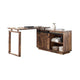 Fior L Shaped Writing Desk | 56" Distressed Brown Wood | Barn Door