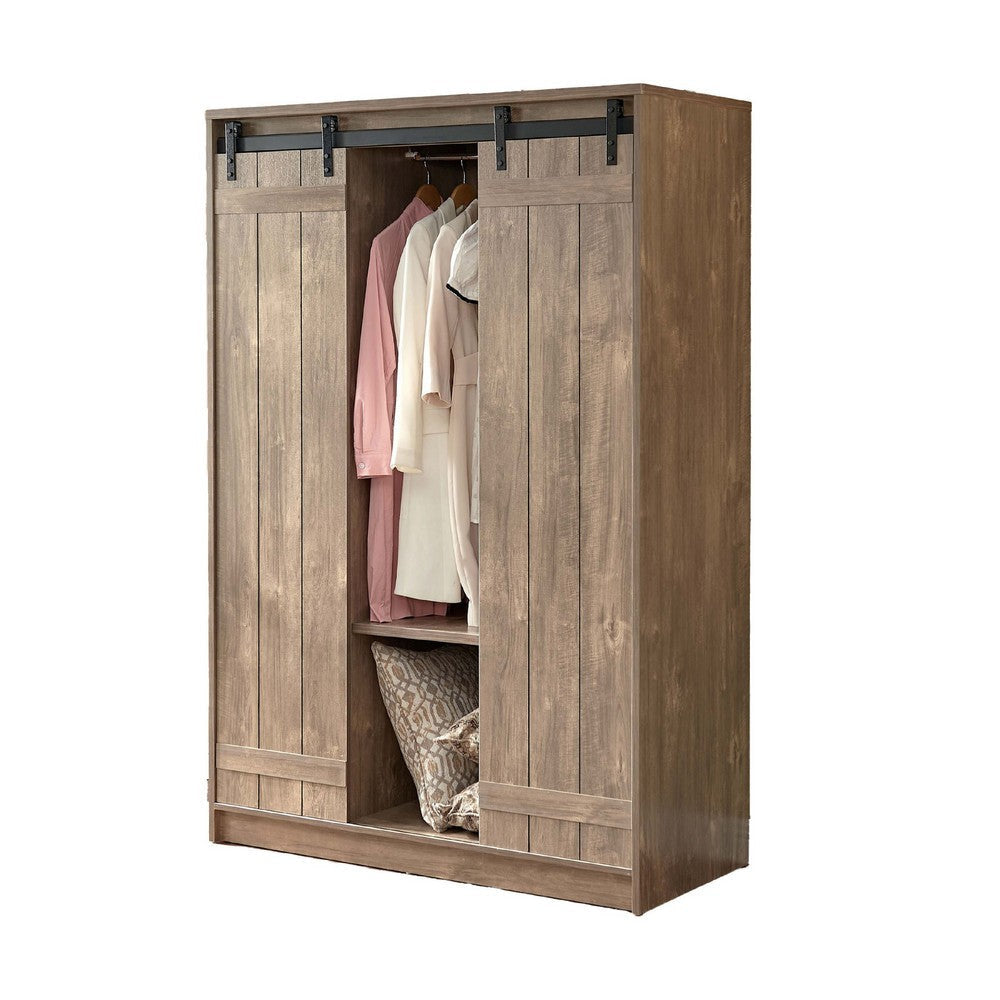 Fior Wardrobe Cabinet 2 Sliding Door 70 Inch Hazelnut Brown Board BM334338