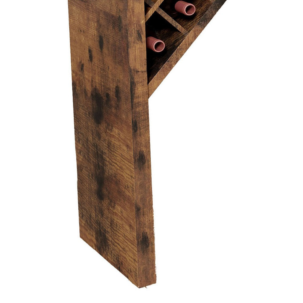 Bar Height Table | Glass Racks w Bottle Holders | 73’’ Classic Brown BM334339