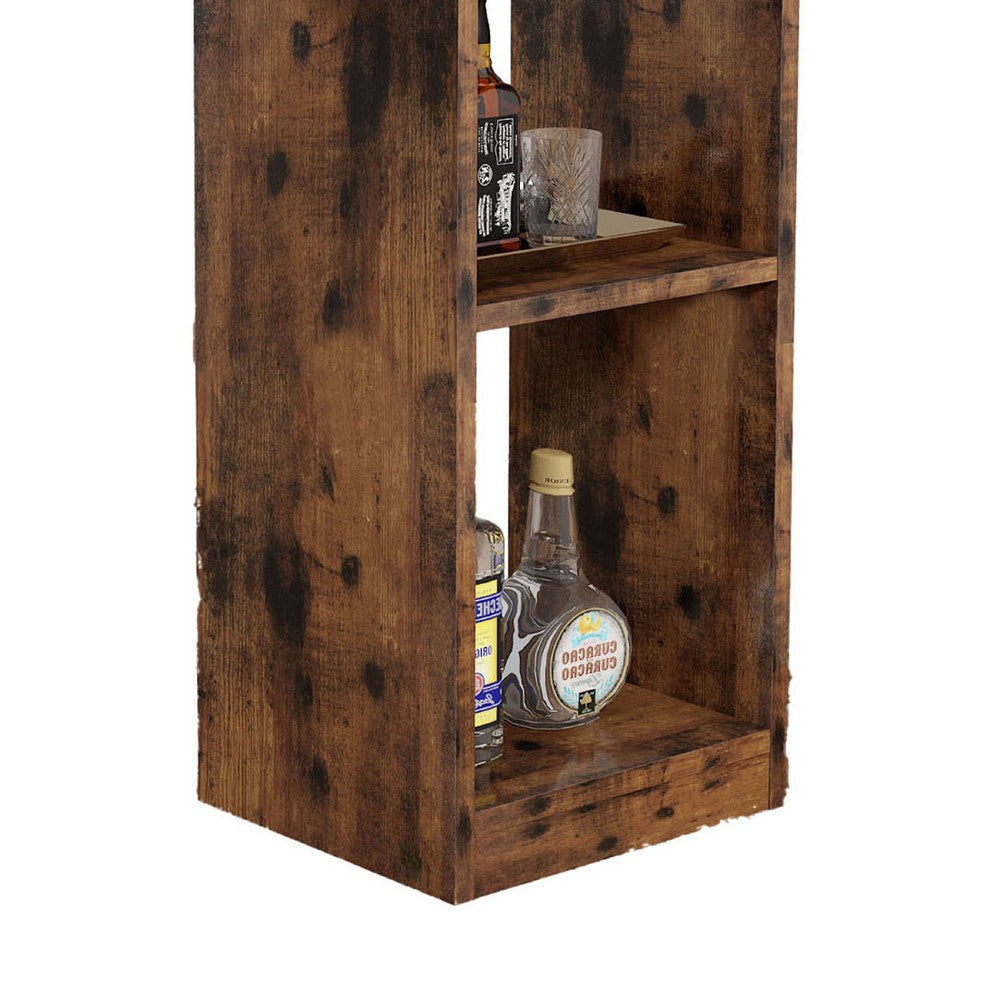 Bar Height Table | Glass Racks w Bottle Holders | 73’’ Classic Brown BM334339