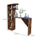 Bar Height Table | Glass Racks w Bottle Holders | 73’’ Classic Brown BM334339